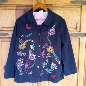 embroidered denim floral jacket